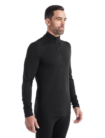 Black Icebreaker Merino 200 Oasis Long Sleeve Half Zip Thermal Top Men's Base Layers | AU 1361UZGT